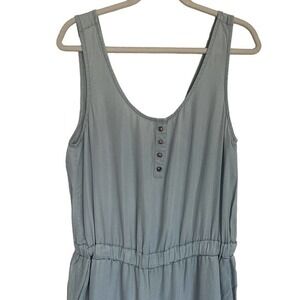 LEITH Anthropologie Romper Blue Size Small S Jumpsuit V Neck Tencel Summer Vibes